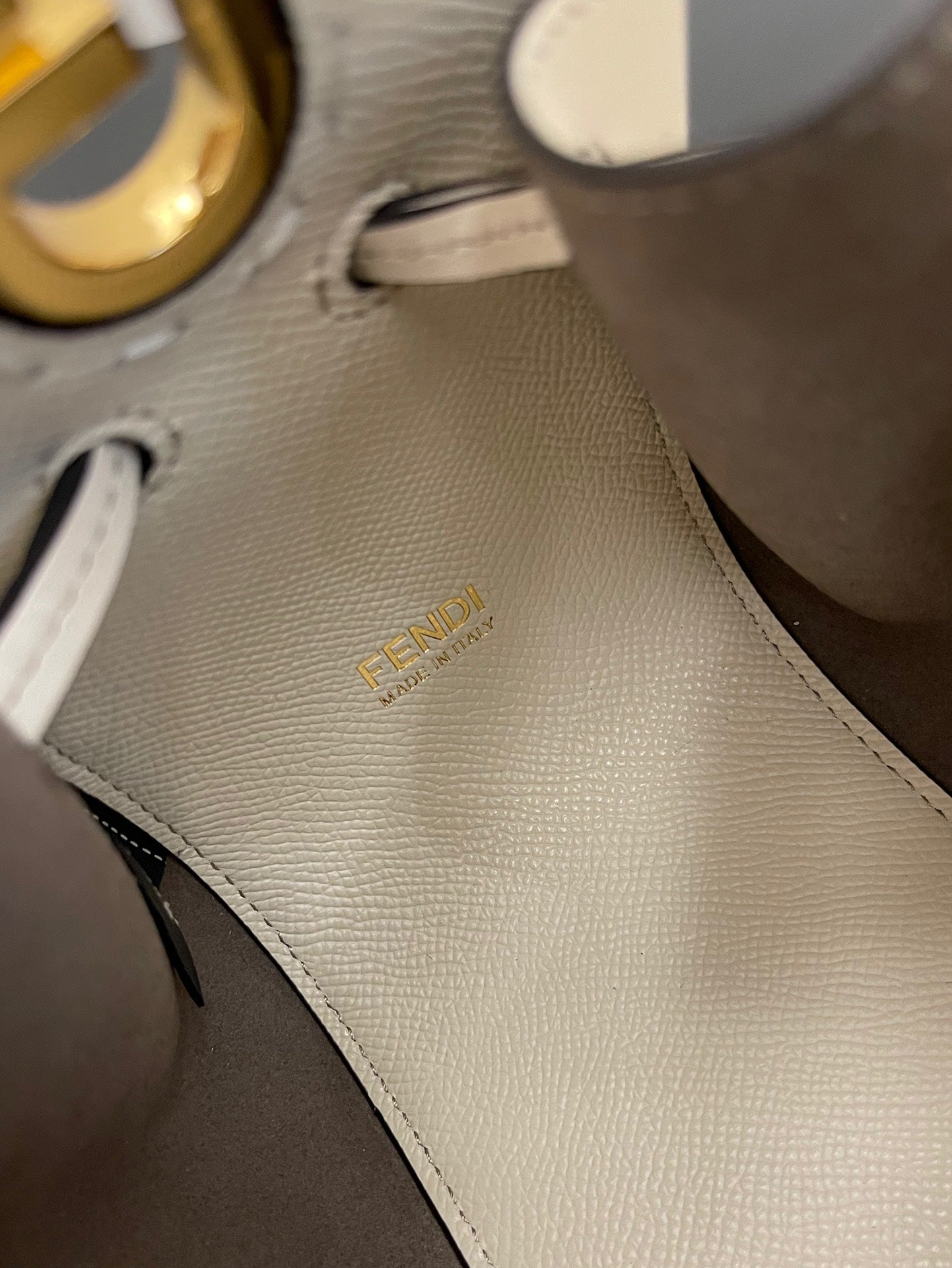 Mini Cream Leather Bucket Bag with Crossbody Strap