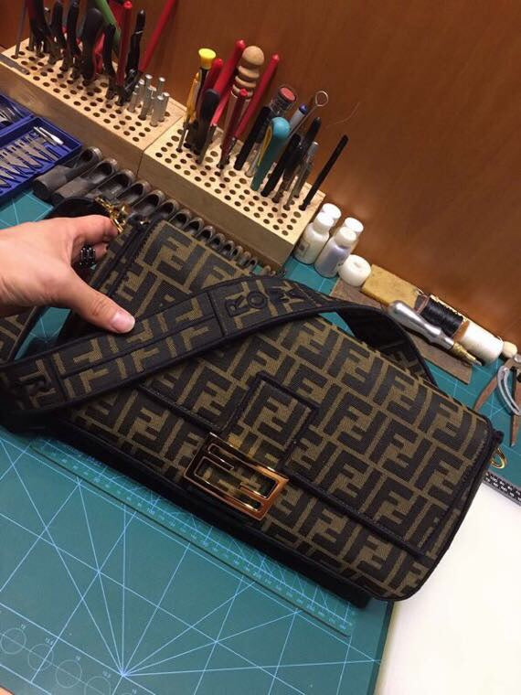 Fendi Vintage Zucca Monogram Canvas Baguette Shoulder Bag