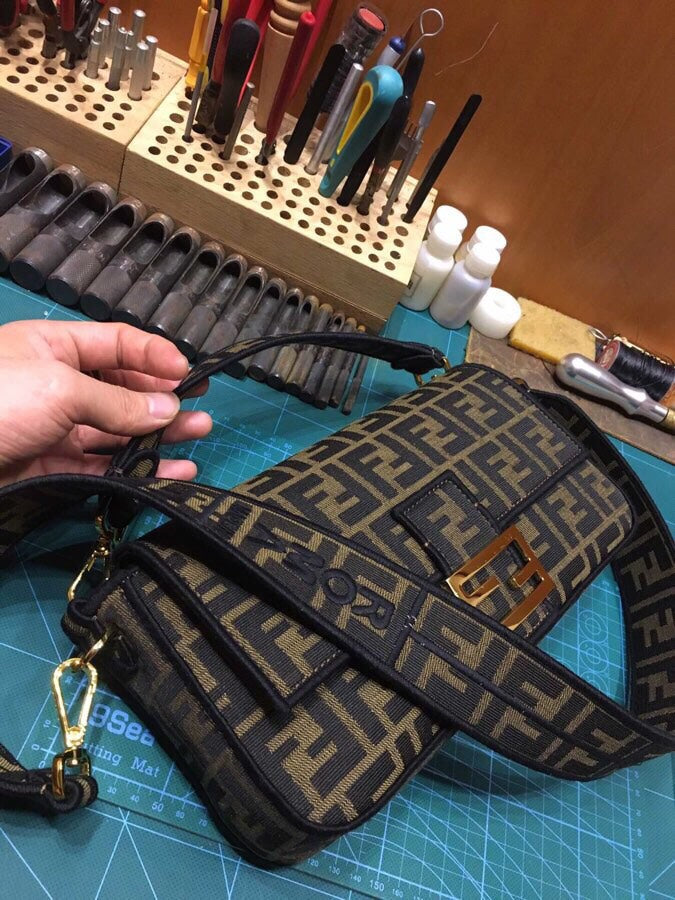 Fendi Zucca Canvas Baguette Shoulder Bag - Brown/Tobacco Monogram