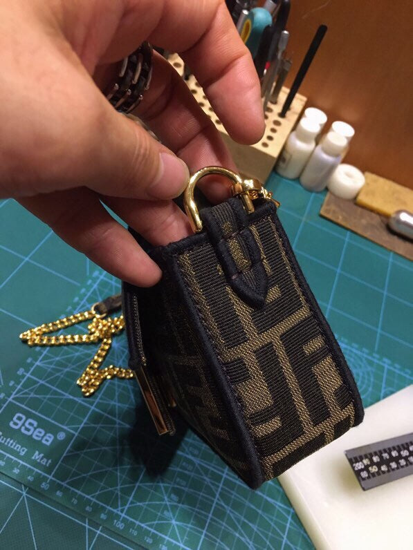 Fendi Mini Baguette Bag in Brown Zucca Canvas with Gold-Tone Hardware