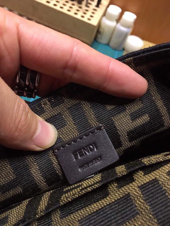 Fendi Mini Baguette Bag in Zucca Monogram Canvas with Gold Hardware