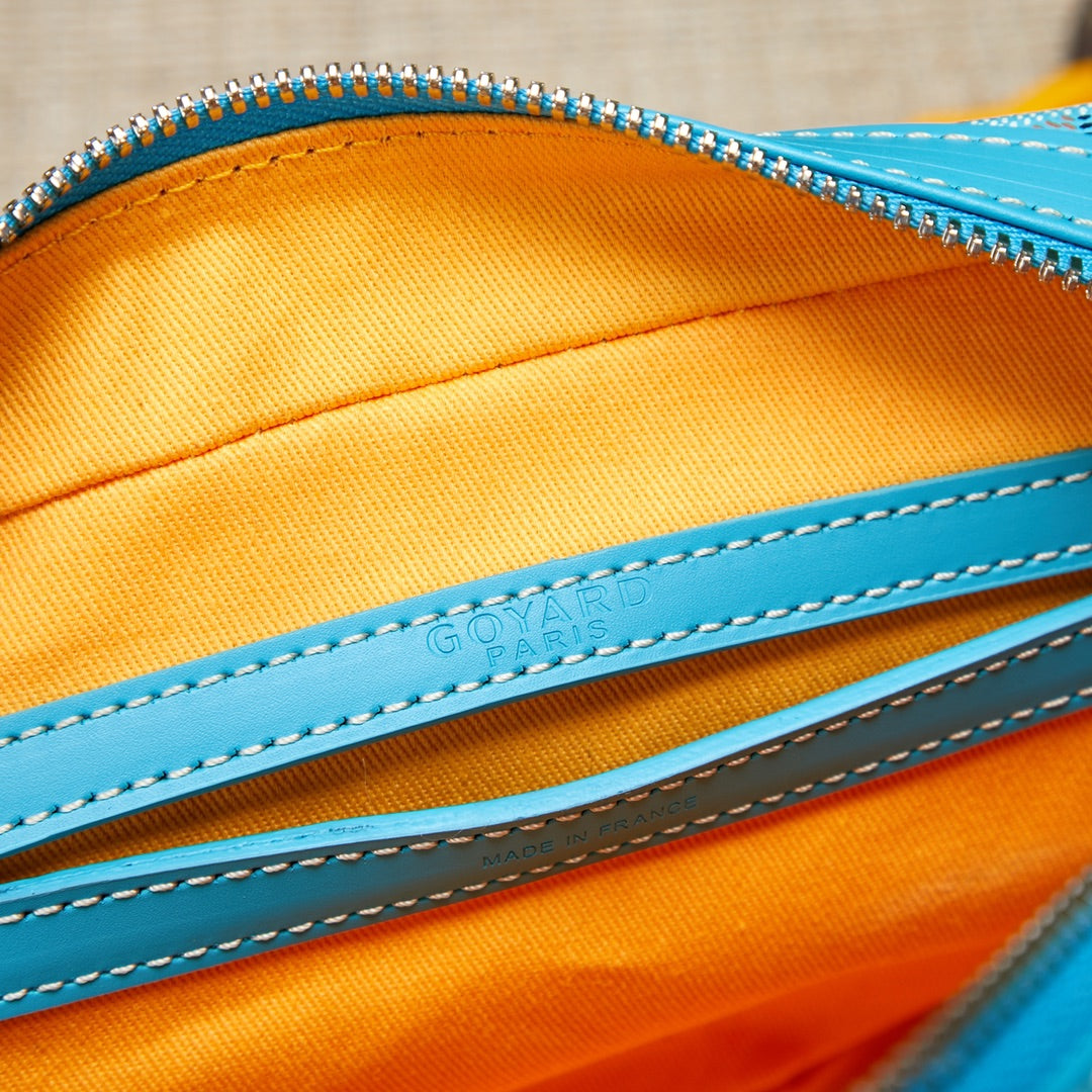 Gogy Light Blue Chevron Pattern Leather Crossbody Camera Bag