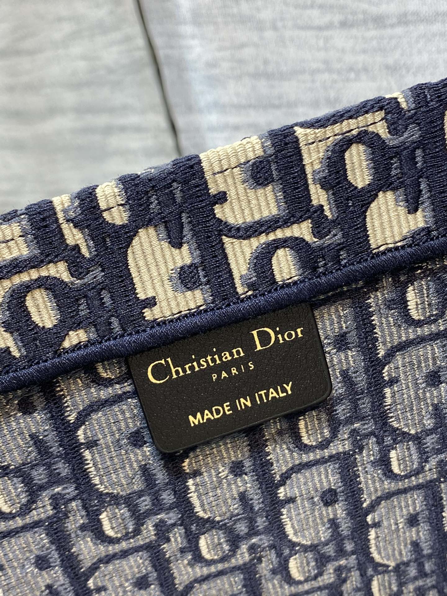 Dior Navy Blue Monogram Canvas Tote Bag Large Carryall Handbag