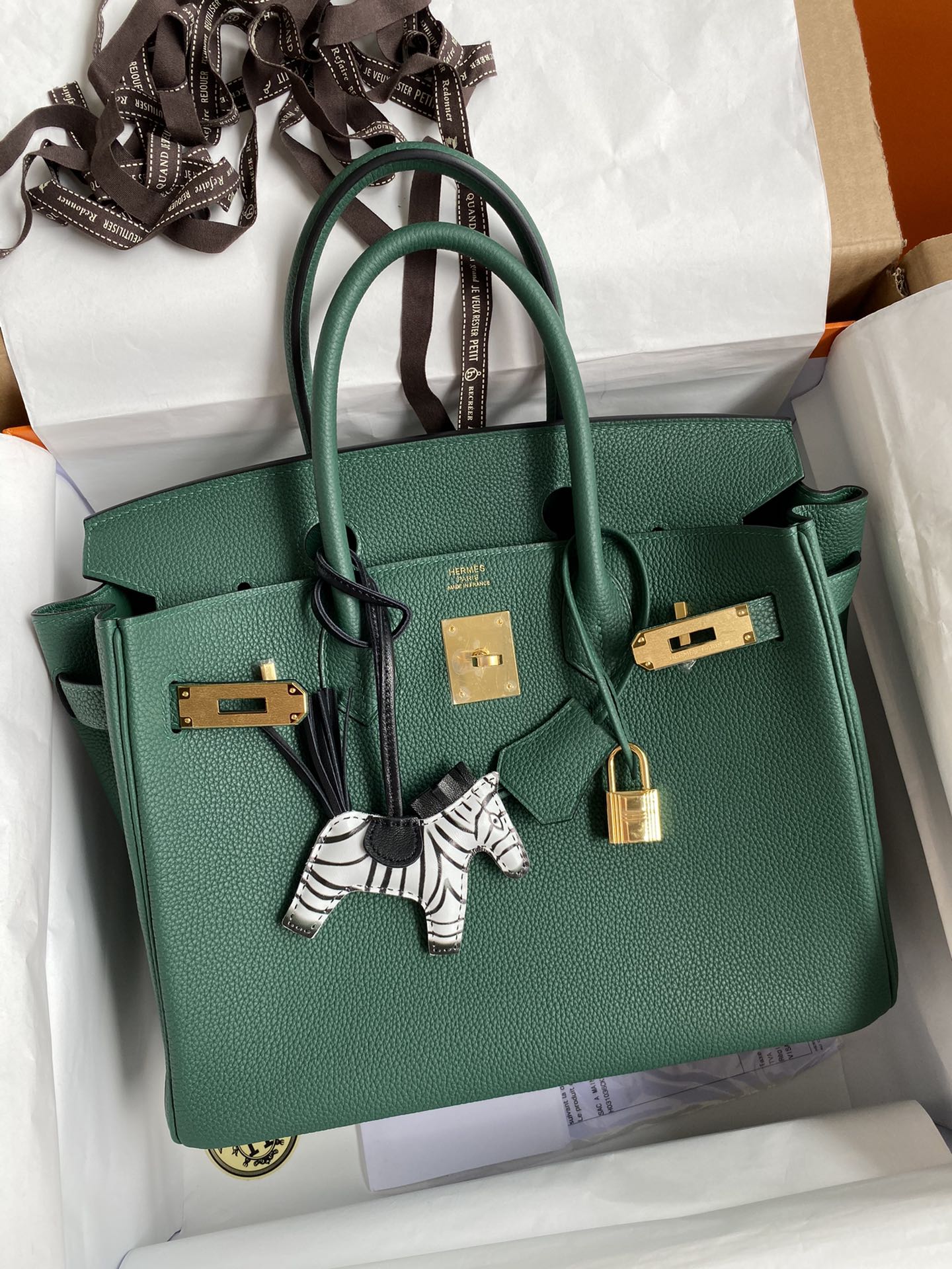 Luxury Forest Green Leather Handbag with Gold-Tone Hardware