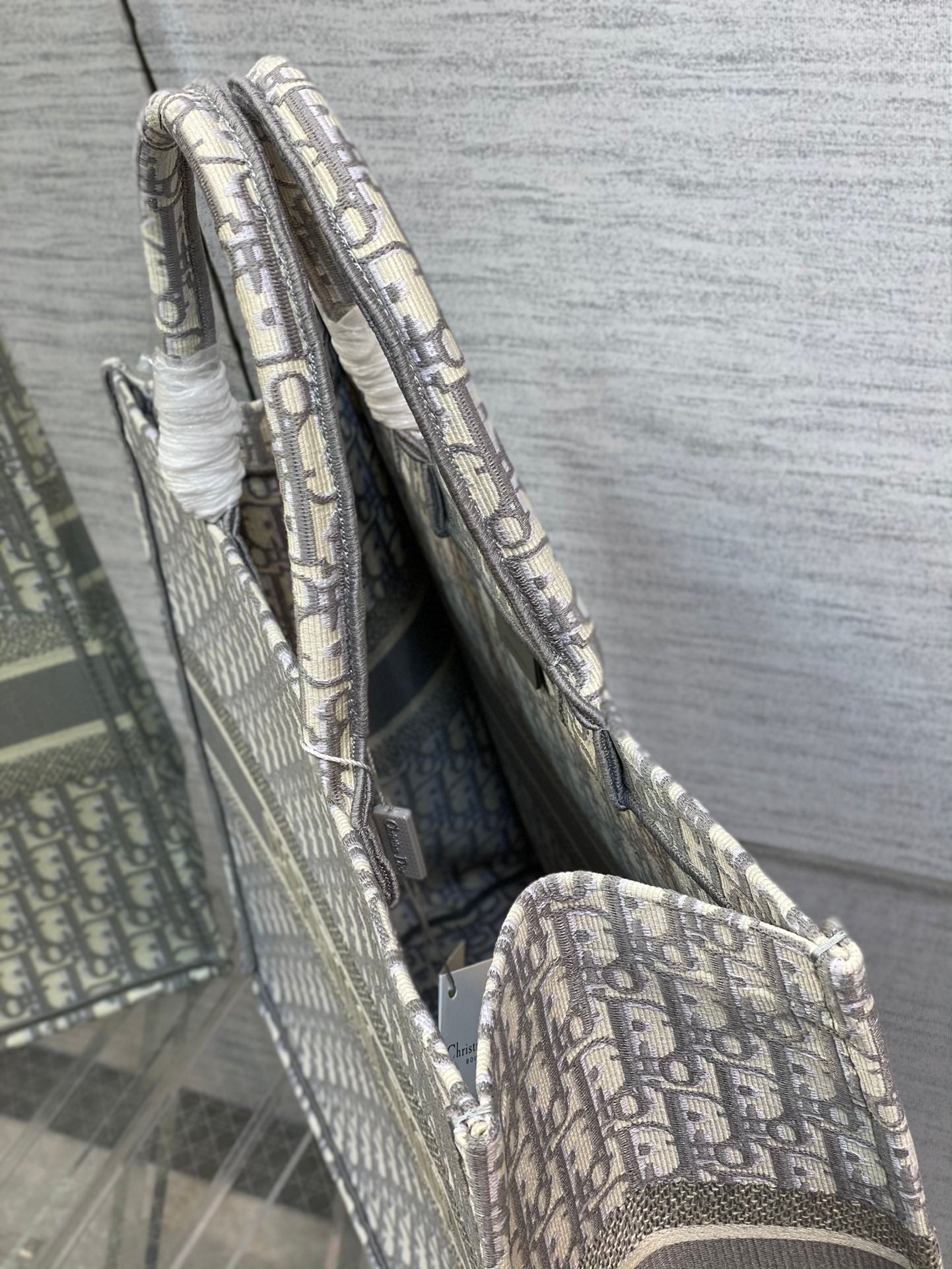 Dior Monogram Jacquard Canvas Tote Bag Retro Large Capacity Handbag
