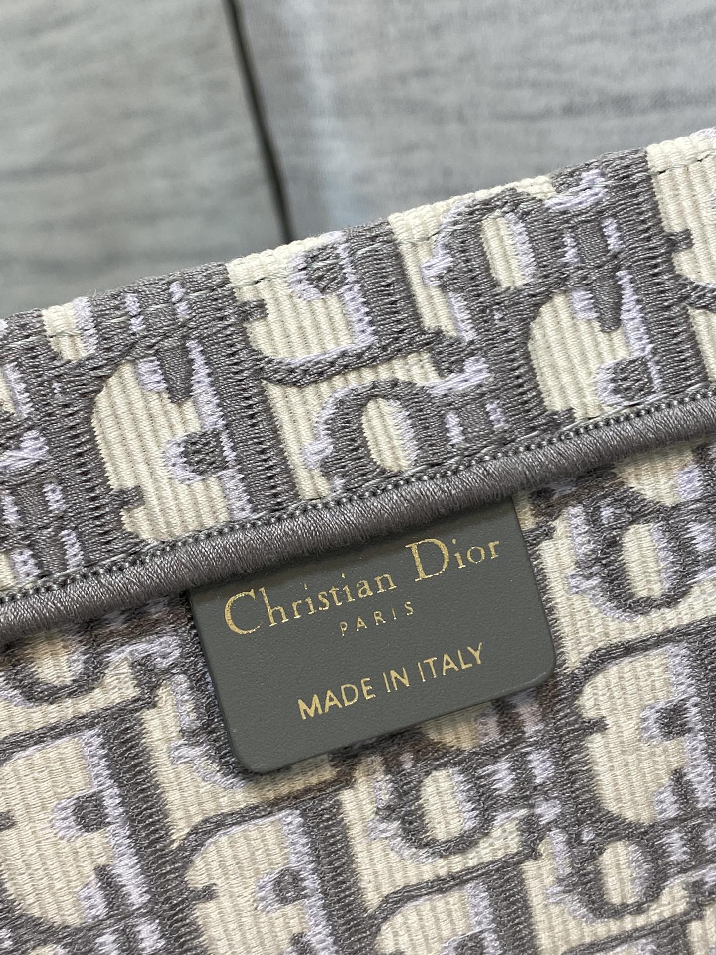 Christian Dior Gray Oblique Embroidery Book Tote Bag