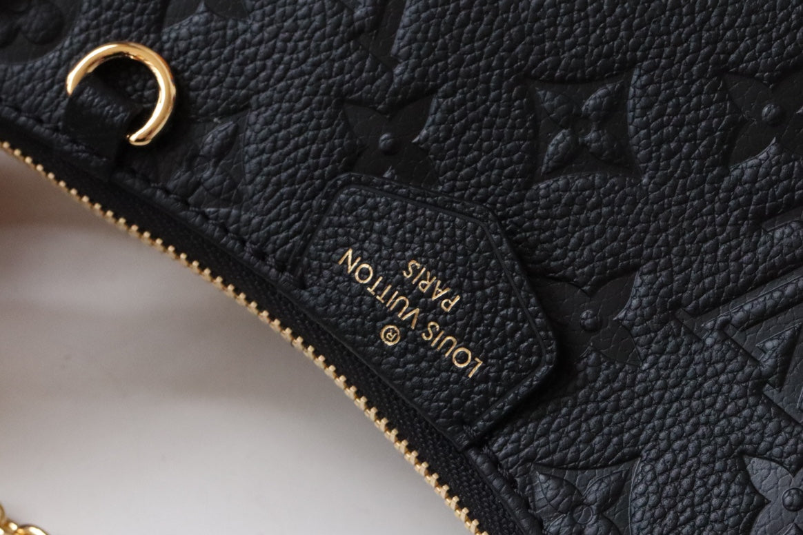 Louis Vuitton Black Monogram Embossed Leather Shoulder Bag with Gold Chain