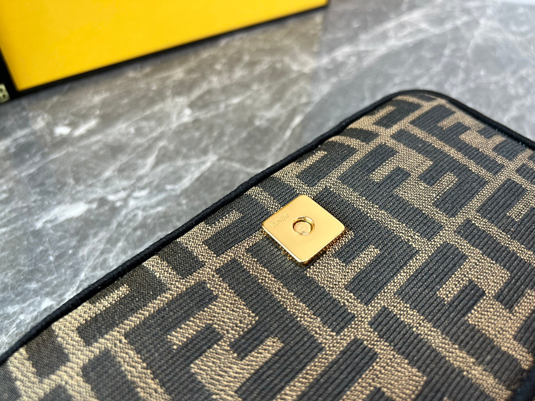 Fendi Baguette FF Motif Fabric Shoulder Bag - Brown/Tobacco