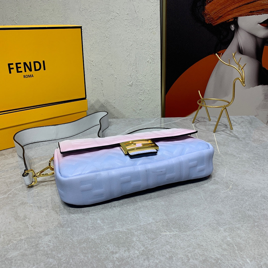 Fendi Baguette FF Embossed Gradient Leather Shoulder Bag