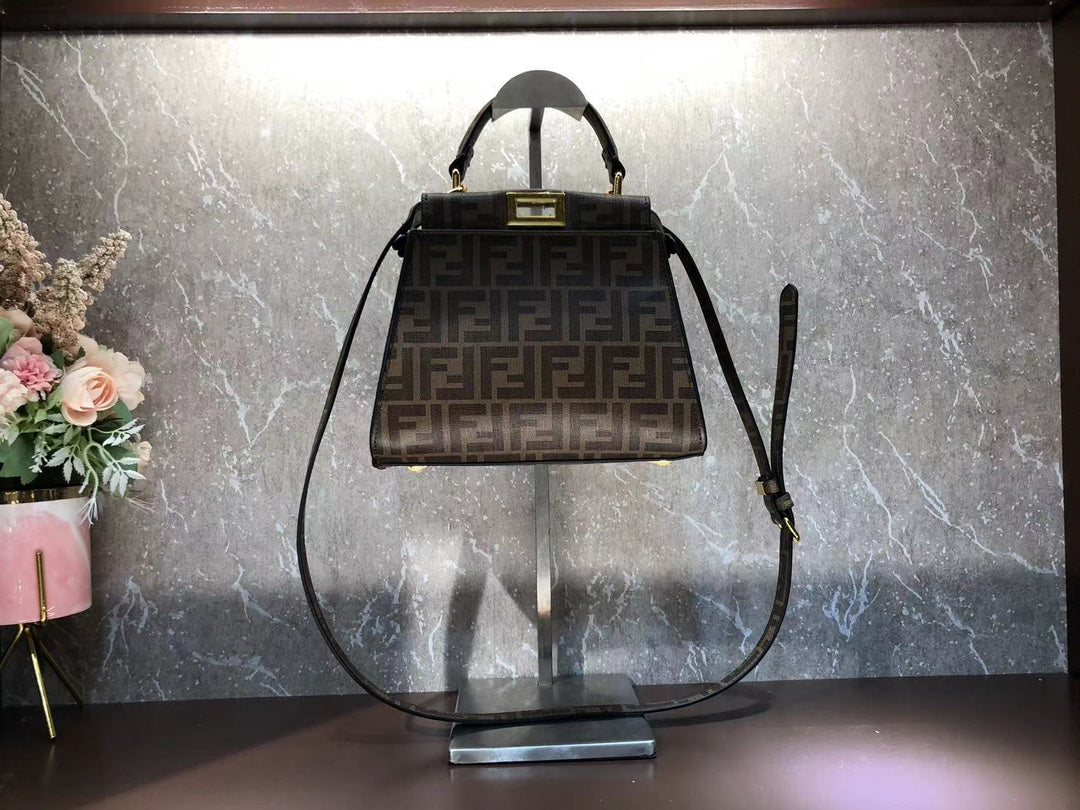 Fendi Peekaboo ISeeU Small Multicolor FF Canvas Top Handle Bag