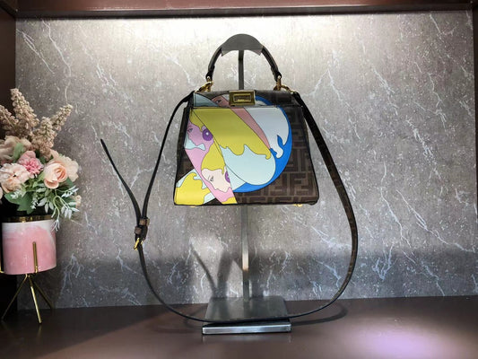 Fendi Peekaboo ISeeU Small Multicolor FF Canvas Top Handle Bag