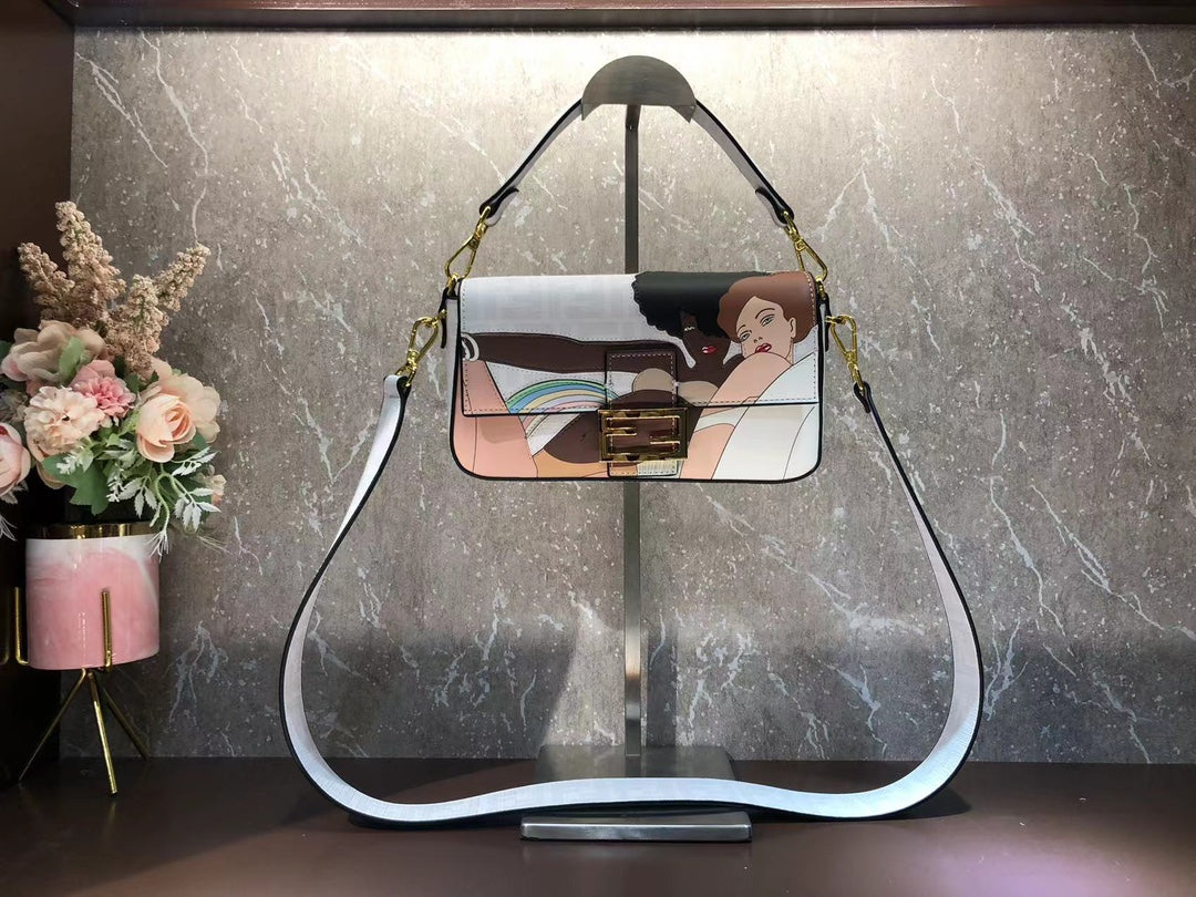 Manga Style Graphic Print Shoulder Bag - Stylish Faux Leather Crossbody Purse for Women