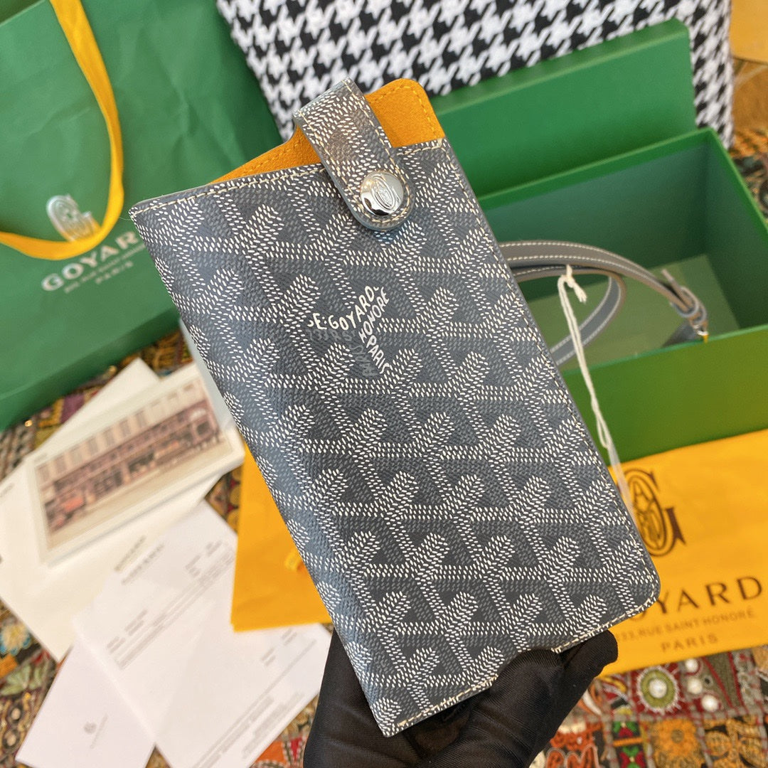 Gogy Grey and Black Chevron Pattern Mini Crossbody Phone Pouch