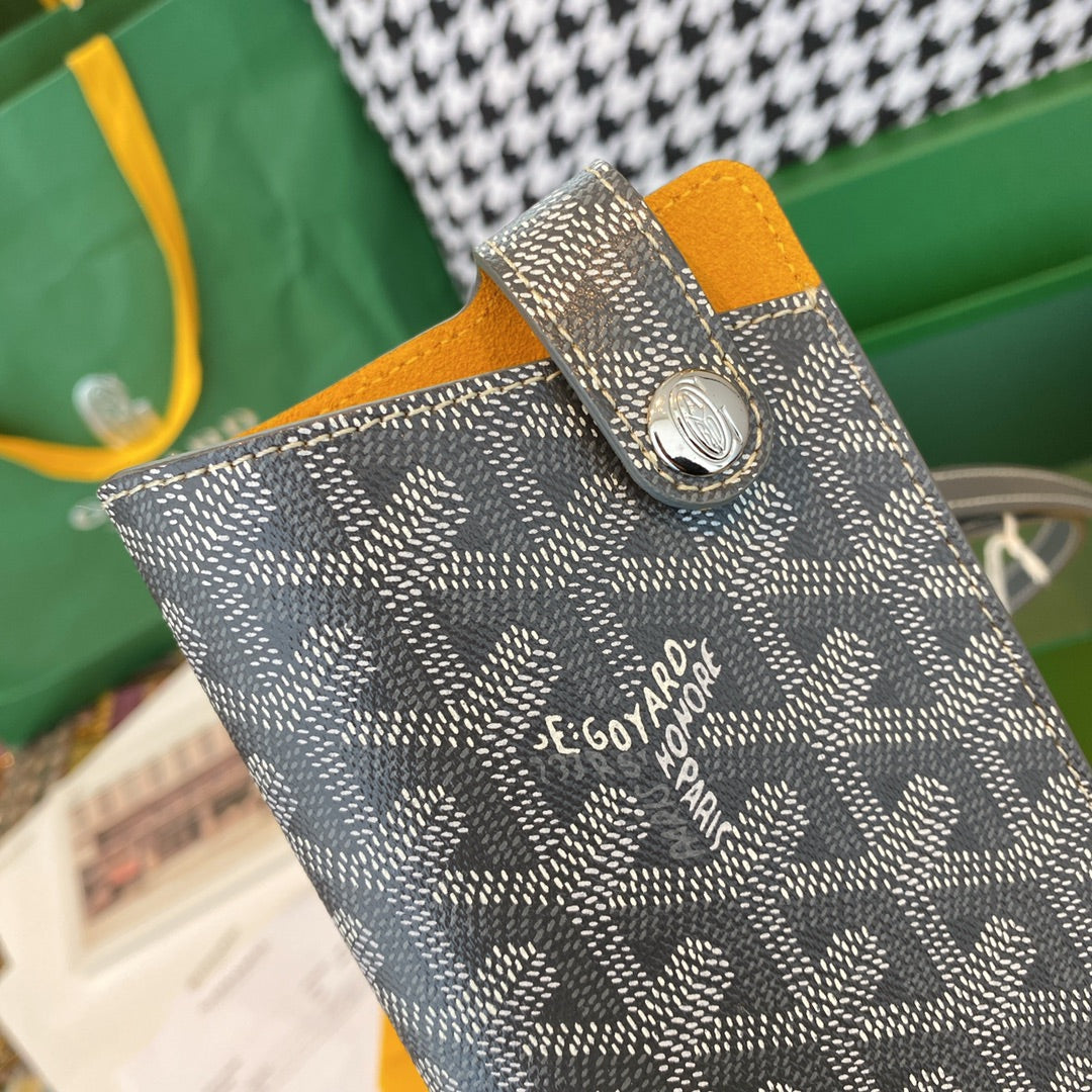 Gogy Grey and Black Chevron Pattern Mini Crossbody Phone Pouch