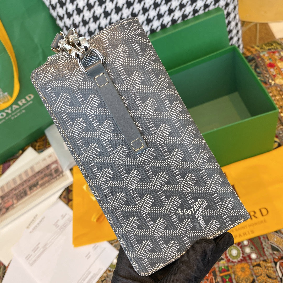 Gogy Grey and Black Chevron Pattern Mini Crossbody Phone Pouch