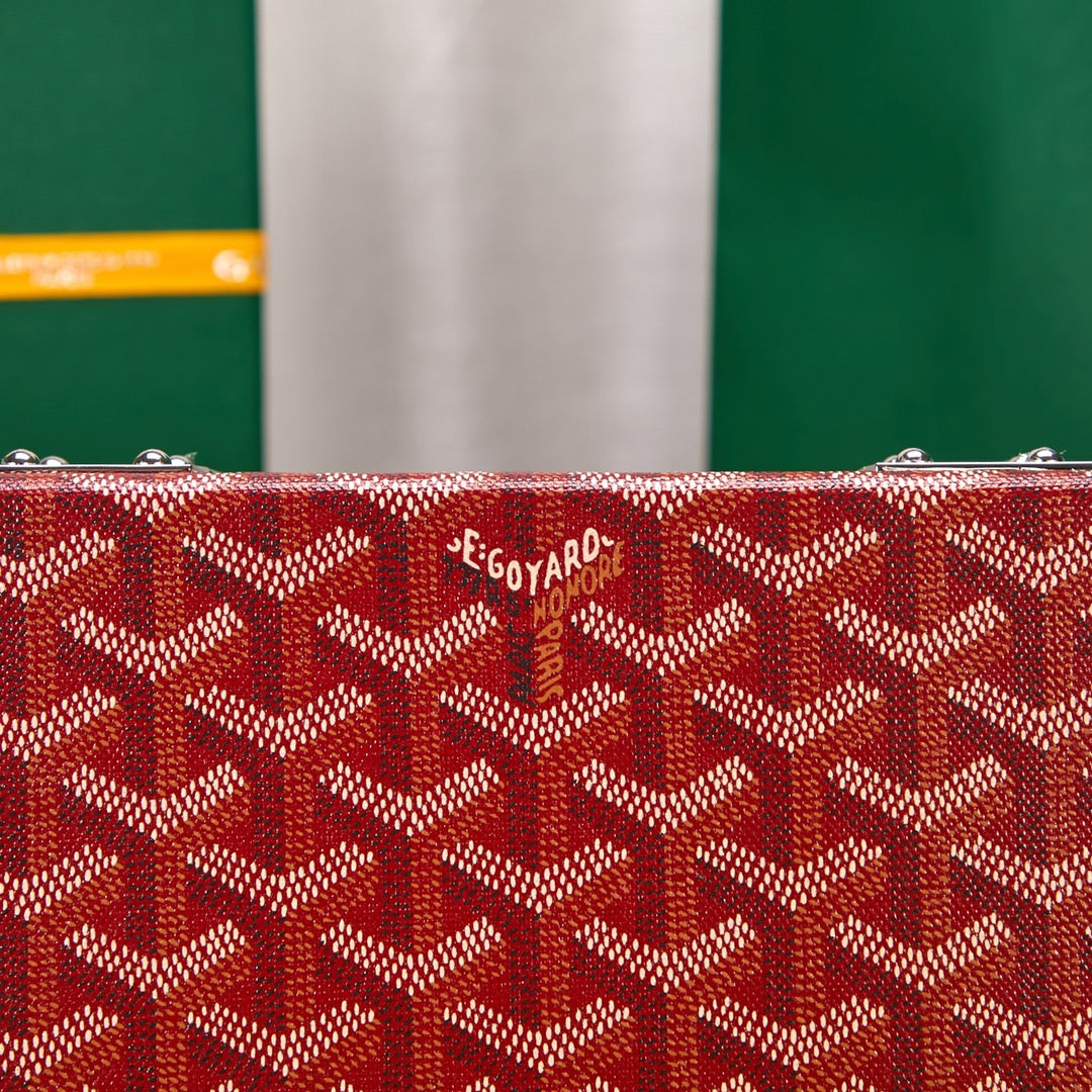 Gogy Luxury Red Monogram Pattern Hard Trunk Jewelry Watch Box