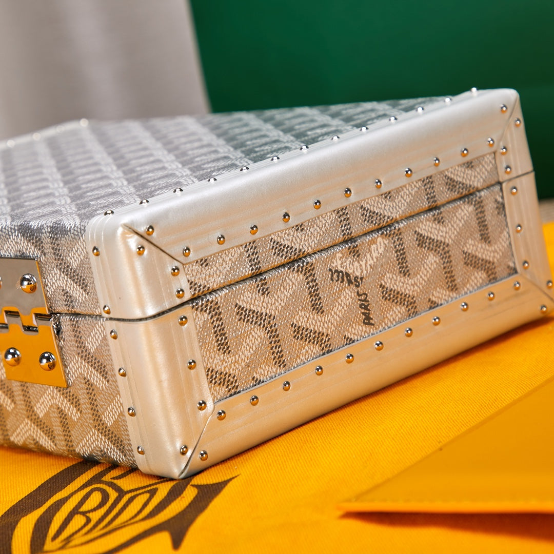 Gogy Luxury Chevron Pattern Mini Storage Trunk Jewelry Organizer Box