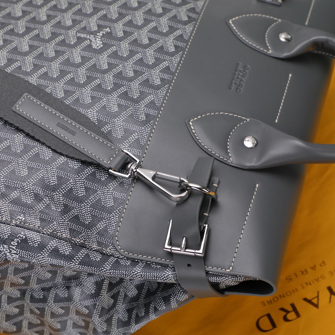 Gogy Luxury Grey Geometric Chevron Pattern Canvas Backpack Rucksack