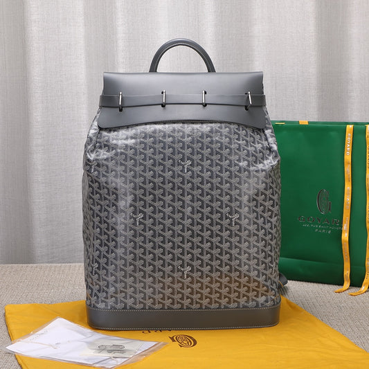 Gogy Luxury Grey Geometric Chevron Pattern Canvas Backpack Rucksack
