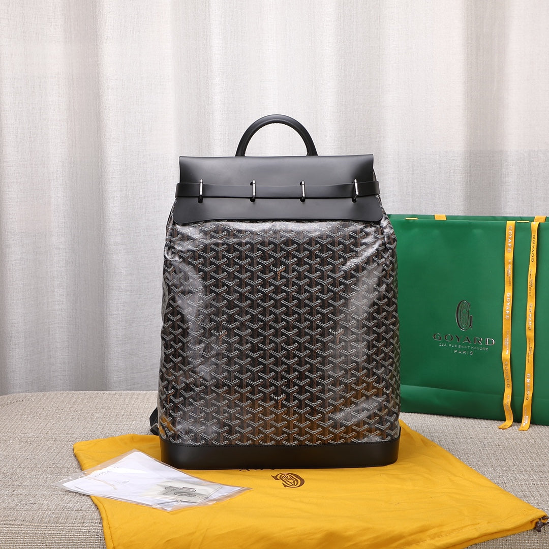 Gogy Classic Chevron Pattern Leather Backpack with Flap Closure