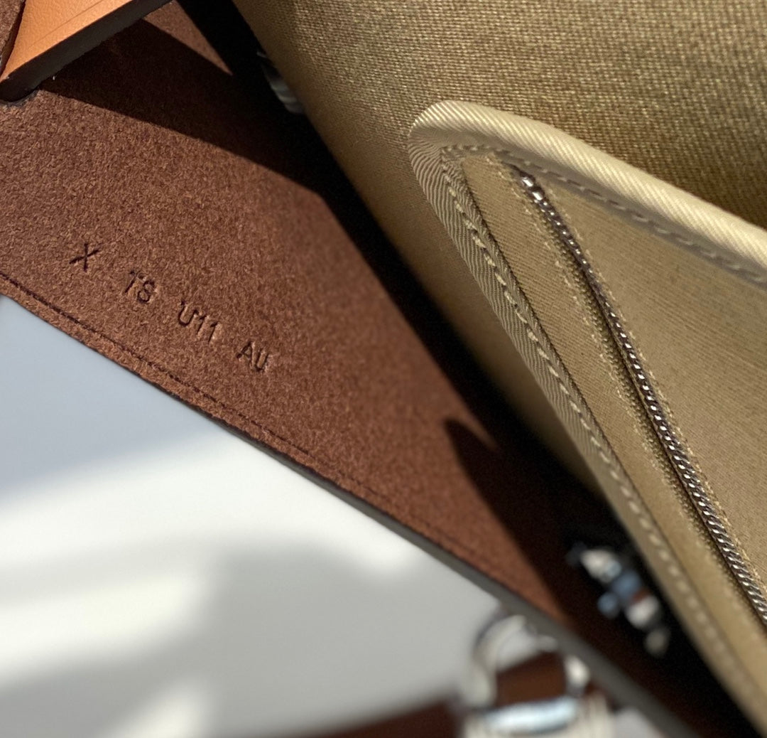Classic Tan Canvas and Leather Top Handle Handbag - Elegant Shoulder Bag for Women