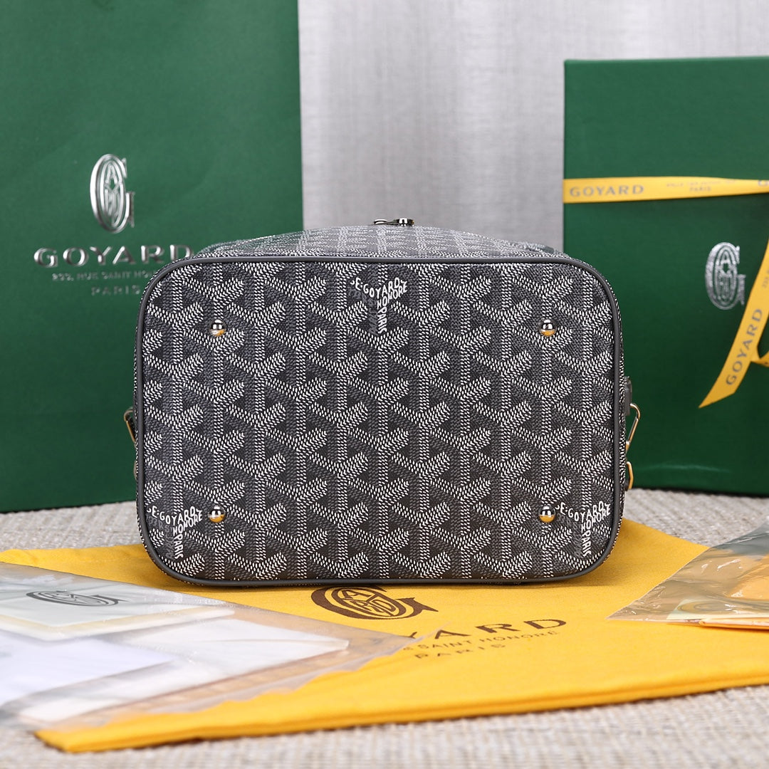 Gogy Grey Chevron Pattern Vanity Case Cosmetic Box Shoulder Bag