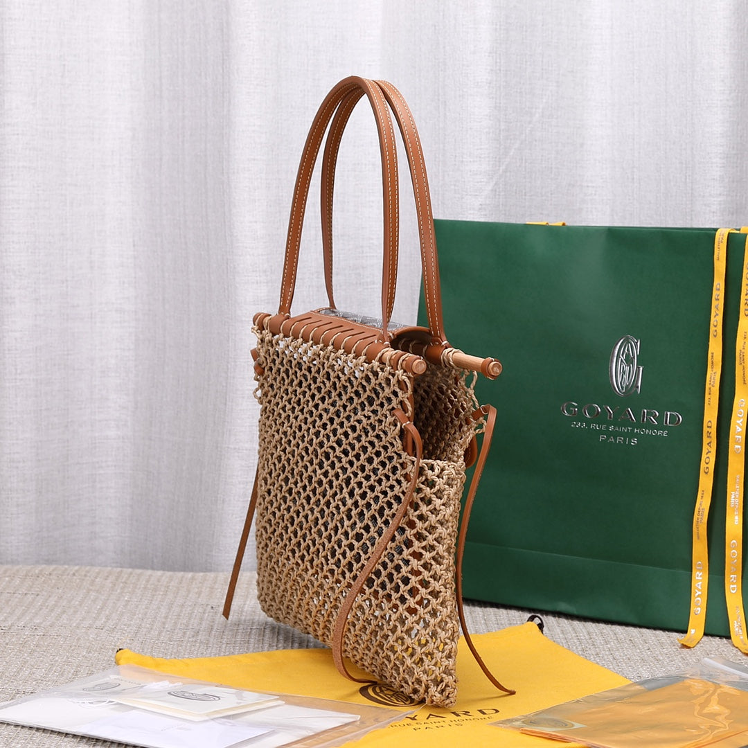 Gogy Bohemian Woven Mesh Shoulder Bag with Patterned Leather Flap
