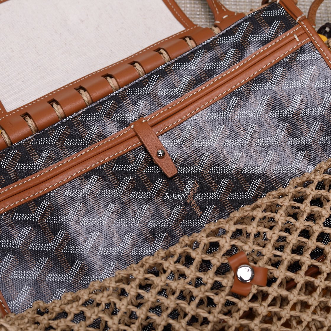 Gogy Bohemian Woven Mesh Shoulder Bag with Patterned Leather Flap