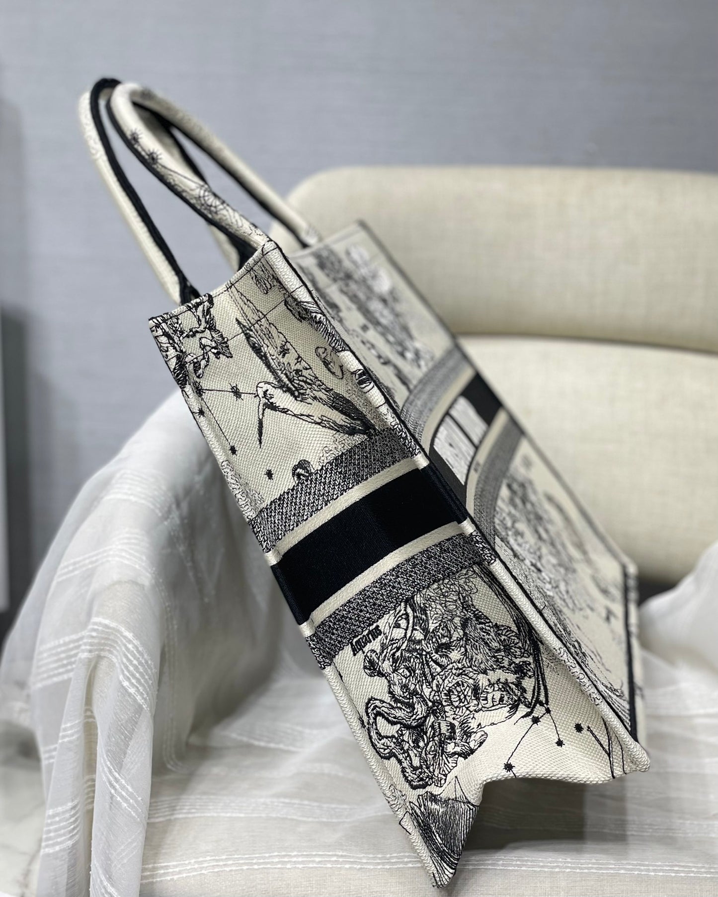 Dior Celestial Zodiac Constellation Print Canvas Tote Handbag