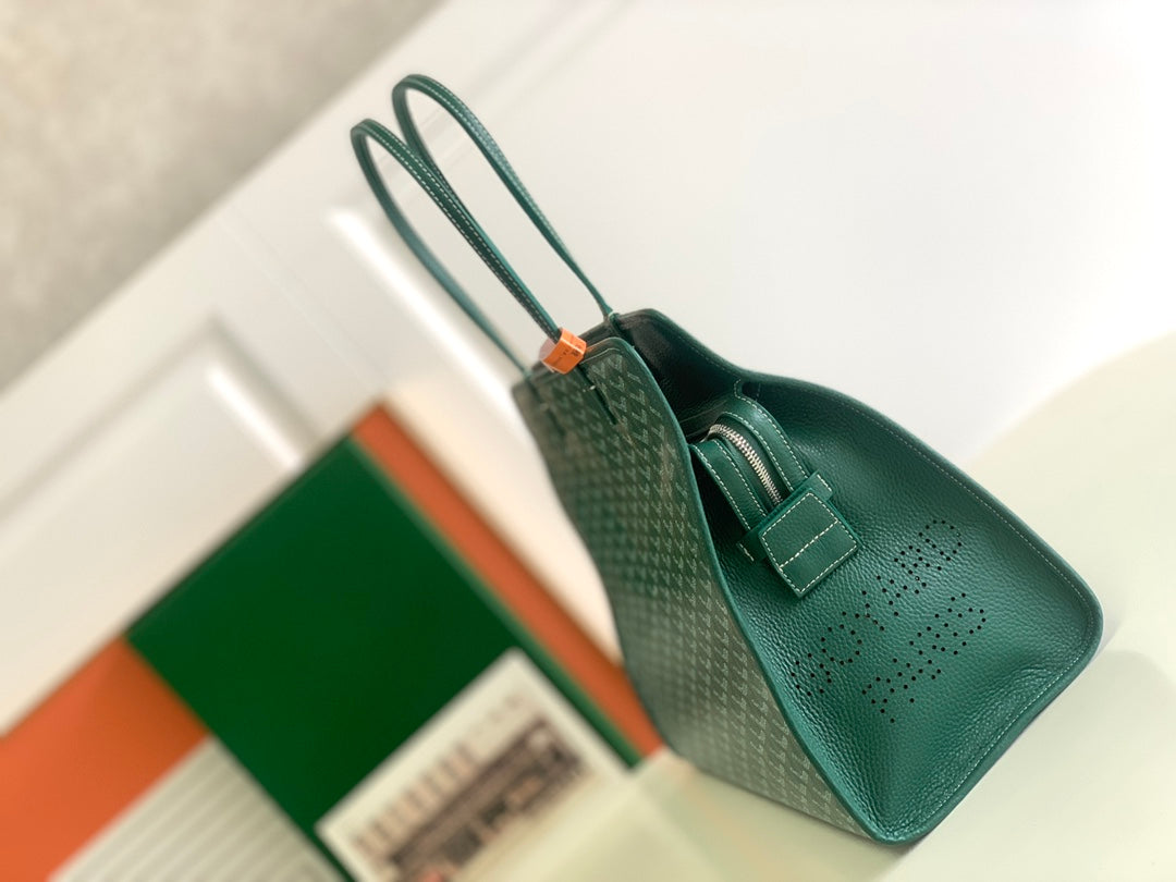 Gogy Green Chevron Pattern Canvas Tote Bag Classic Shoulder Handbag