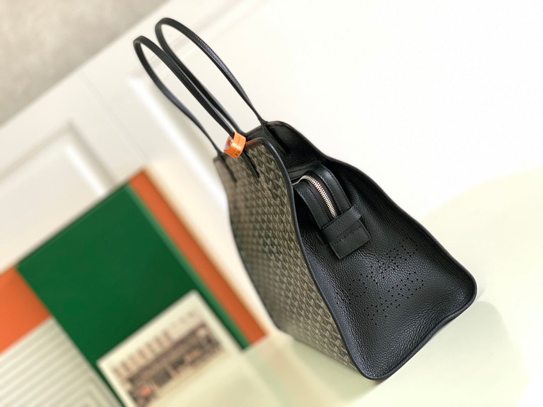 Gogy Black Geometric Chevron Pattern Tote Bag Shoulder Purse