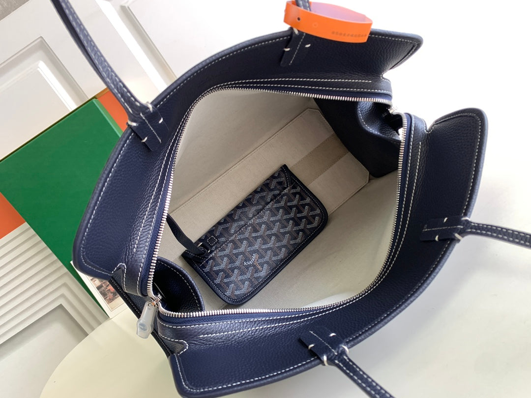 Gogy Elegant Chevron Pattern Navy Blue Tote Bag Classic Shoulder Purse
