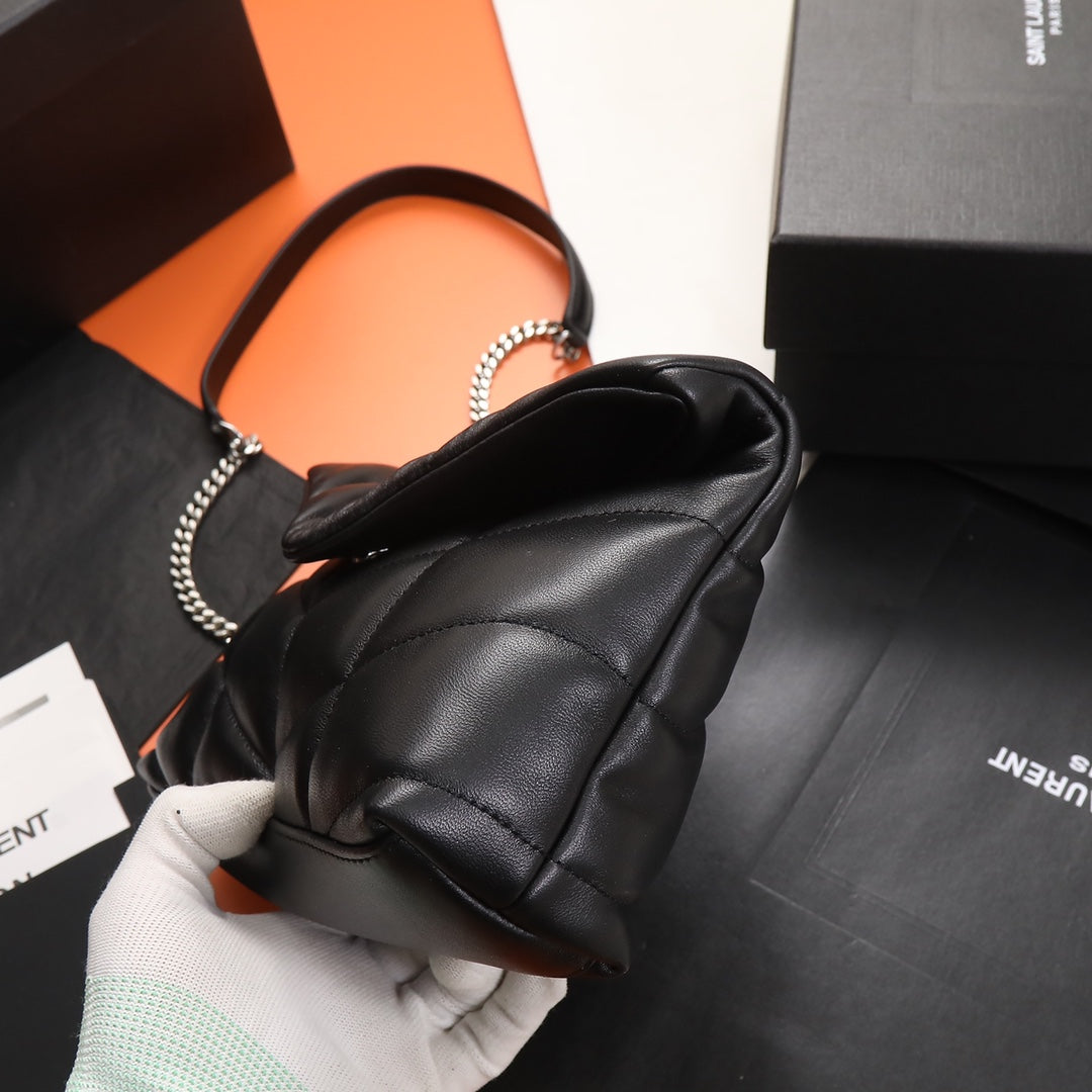 Saint Laurent Loulou Puffer Small Bag in Quilted Lambskin - Black