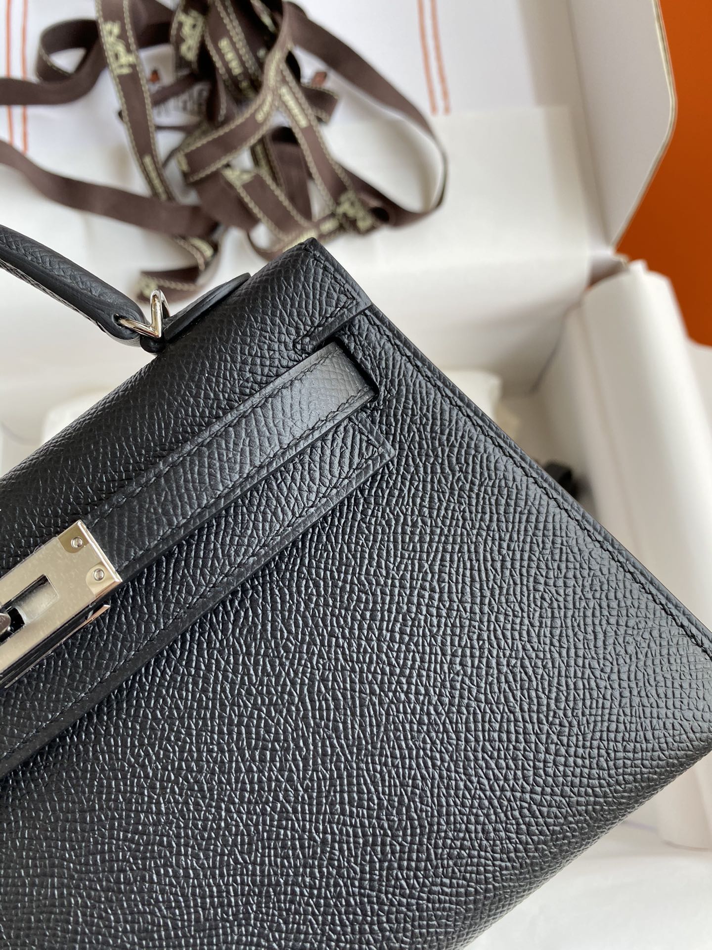 Black Textured Leather Top-Handle Handbag with Silver Hardware
