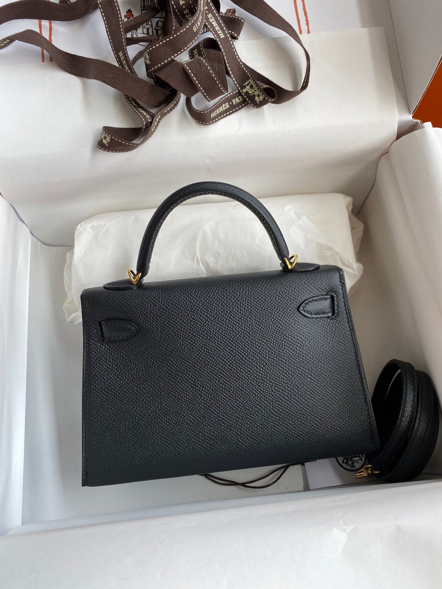 Black Textured Leather Top Handle Handbag with Gold Hardware
