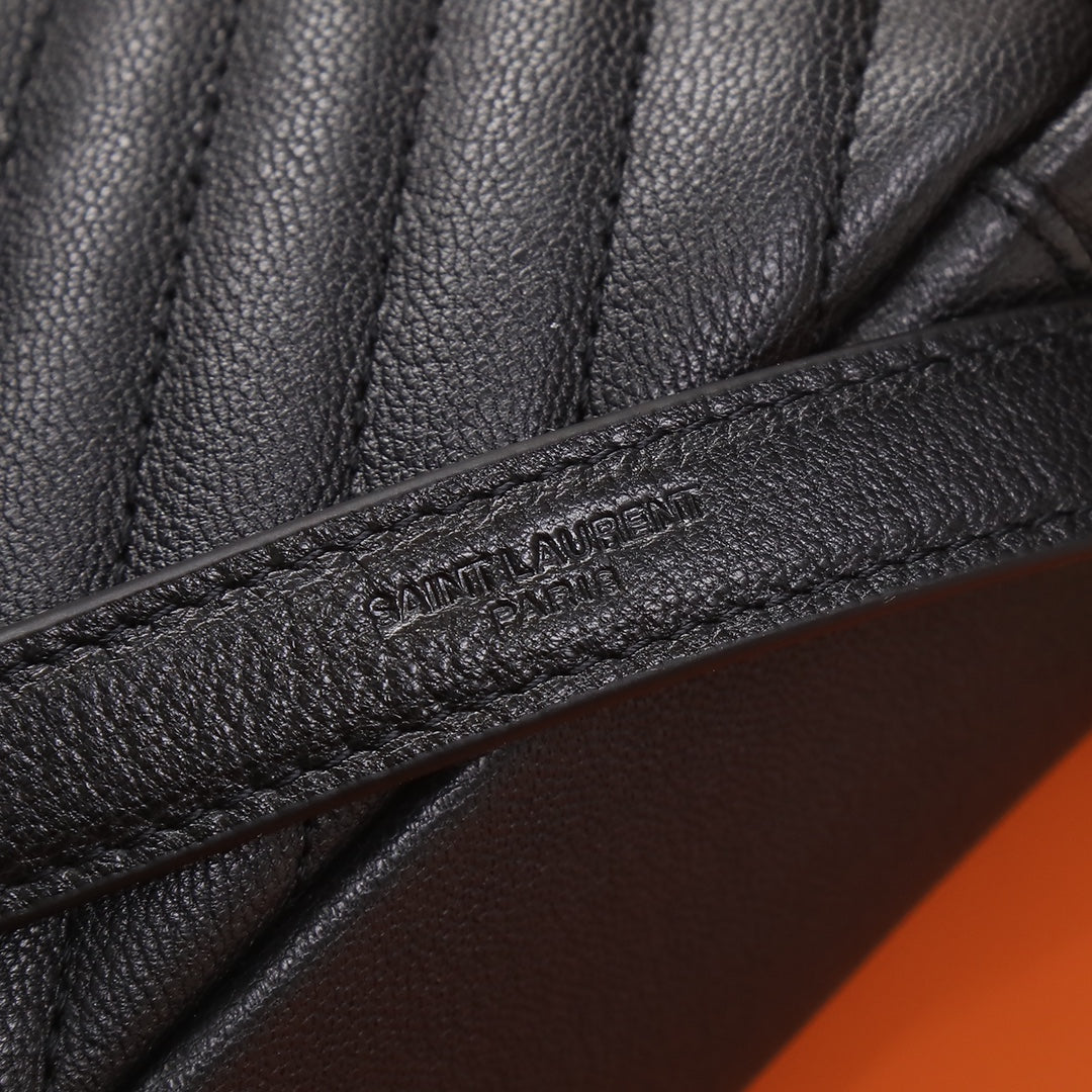 Saint Laurent Monogram Envelope Bag in Quilted Leather - Black/Gold