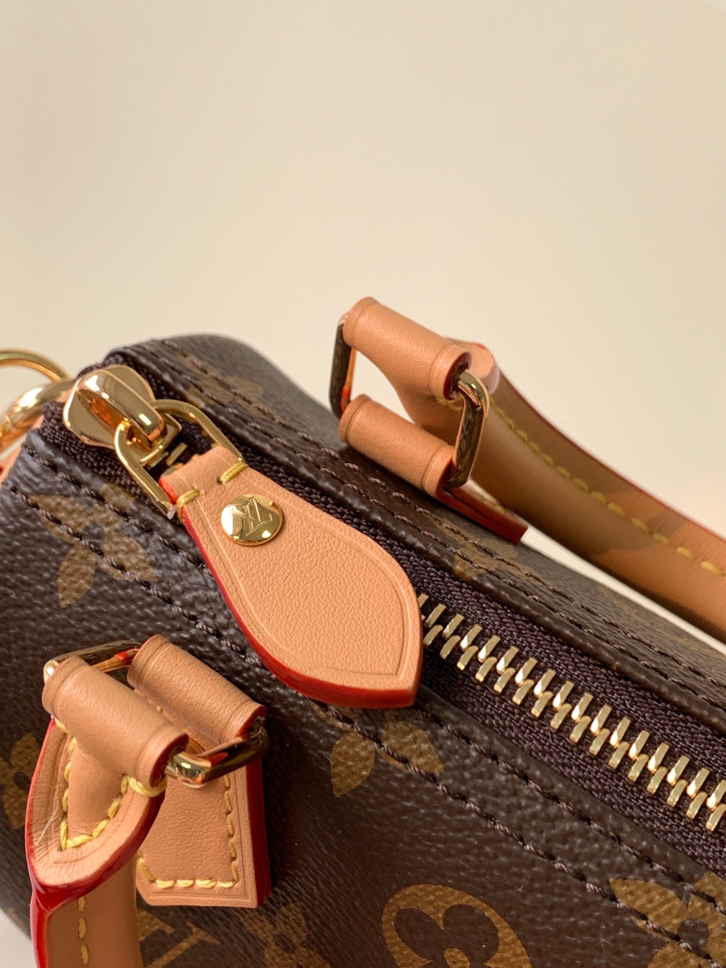 Louis Vuitton Classic Brown Monogram Mini Barrel Handbag with Leather Strap