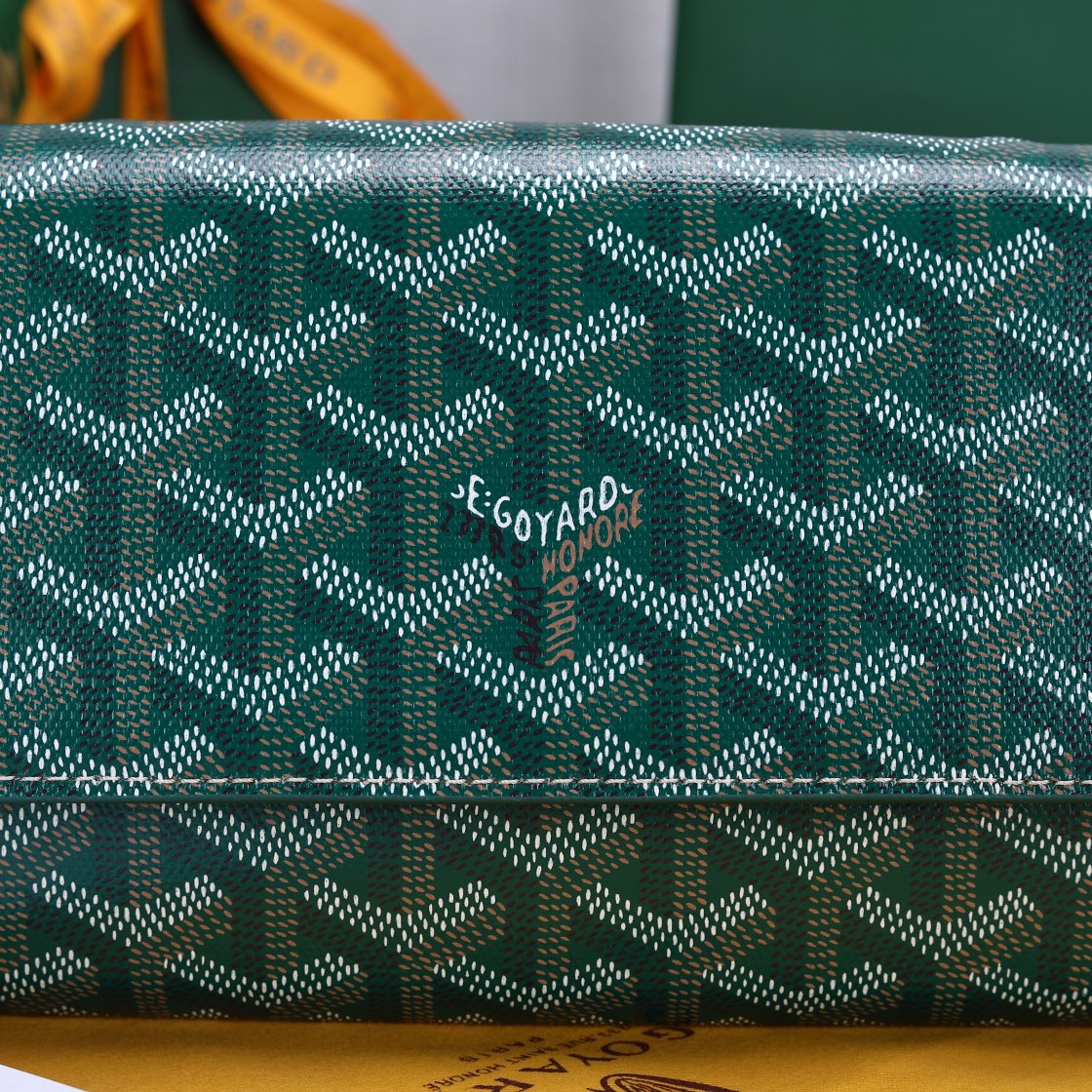 Gogy Luxury Green Chevron Print Crossbody Flap Shoulder Bag