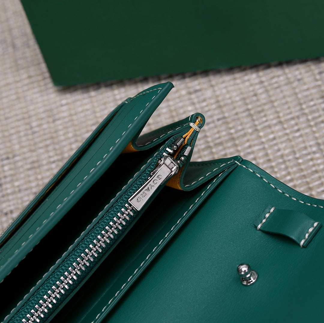 Gogy Luxury Green Chevron Print Crossbody Flap Shoulder Bag