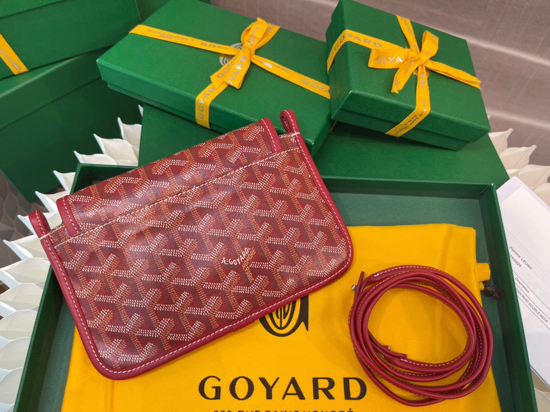 Gogy Red Chevron Pattern Canvas Mini Crossbody Bag with Leather Strap