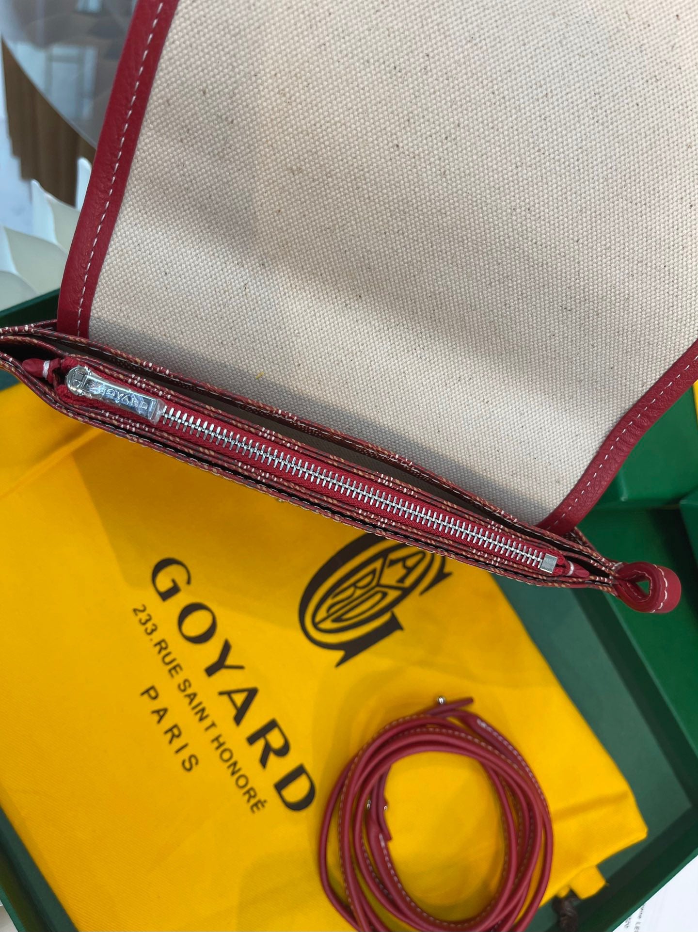 Gogy Red Chevron Pattern Canvas Mini Crossbody Bag with Leather Strap