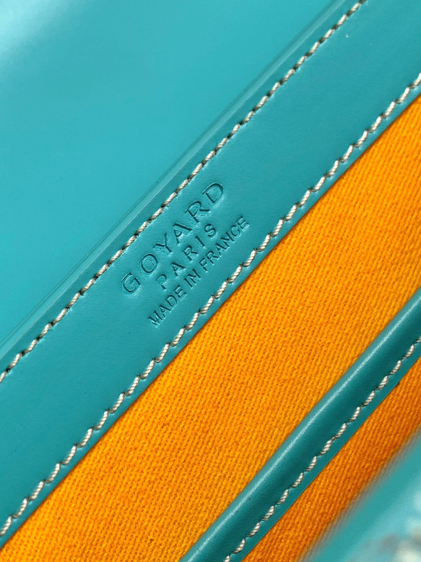 Gogy Turquoise Geometric Pattern Leather Handbag with Wooden Top Handle