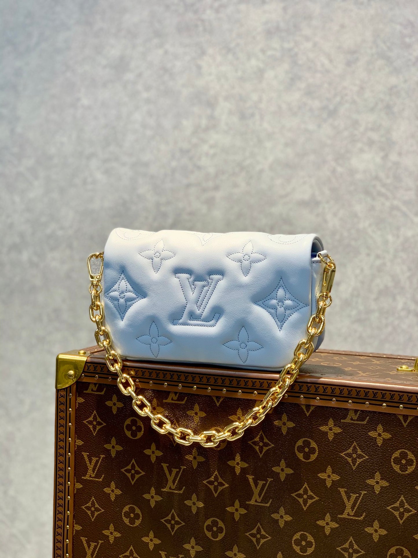 Louis Vuitton Monogram Empreinte Multi Pochette Accessoires Light Blue Crossbody Bag