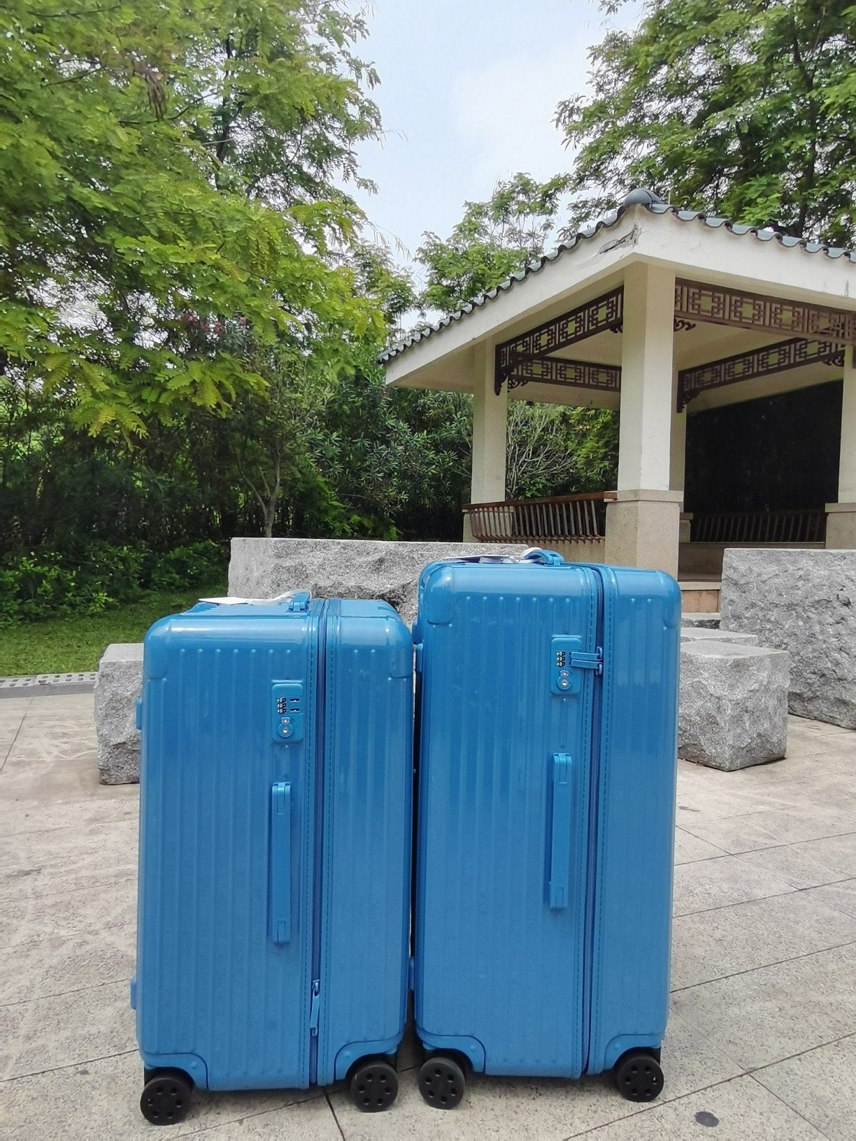 Blue Hardshell Spinner Luggage Trunk Set of 2 for Travel