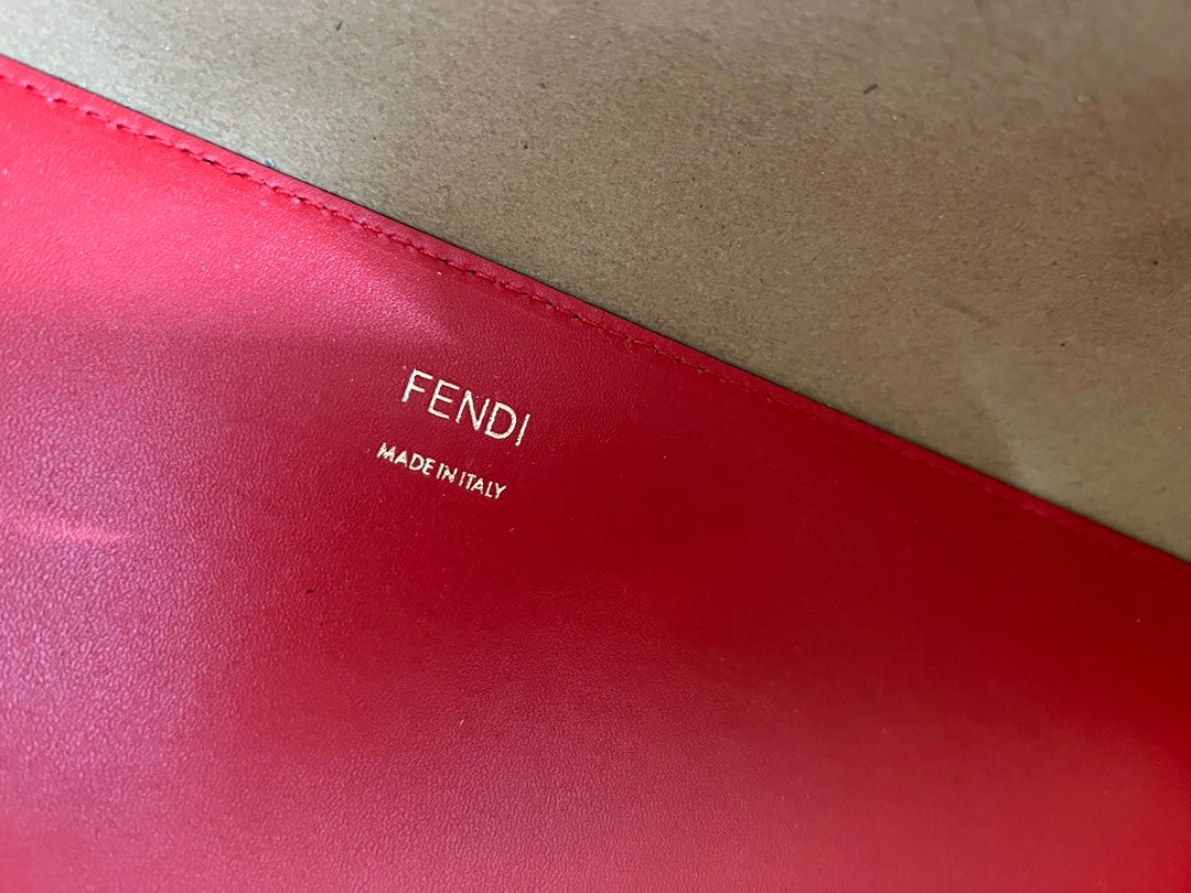 Fendi Sunshine Shopper Medium Red Leather Tote Bag