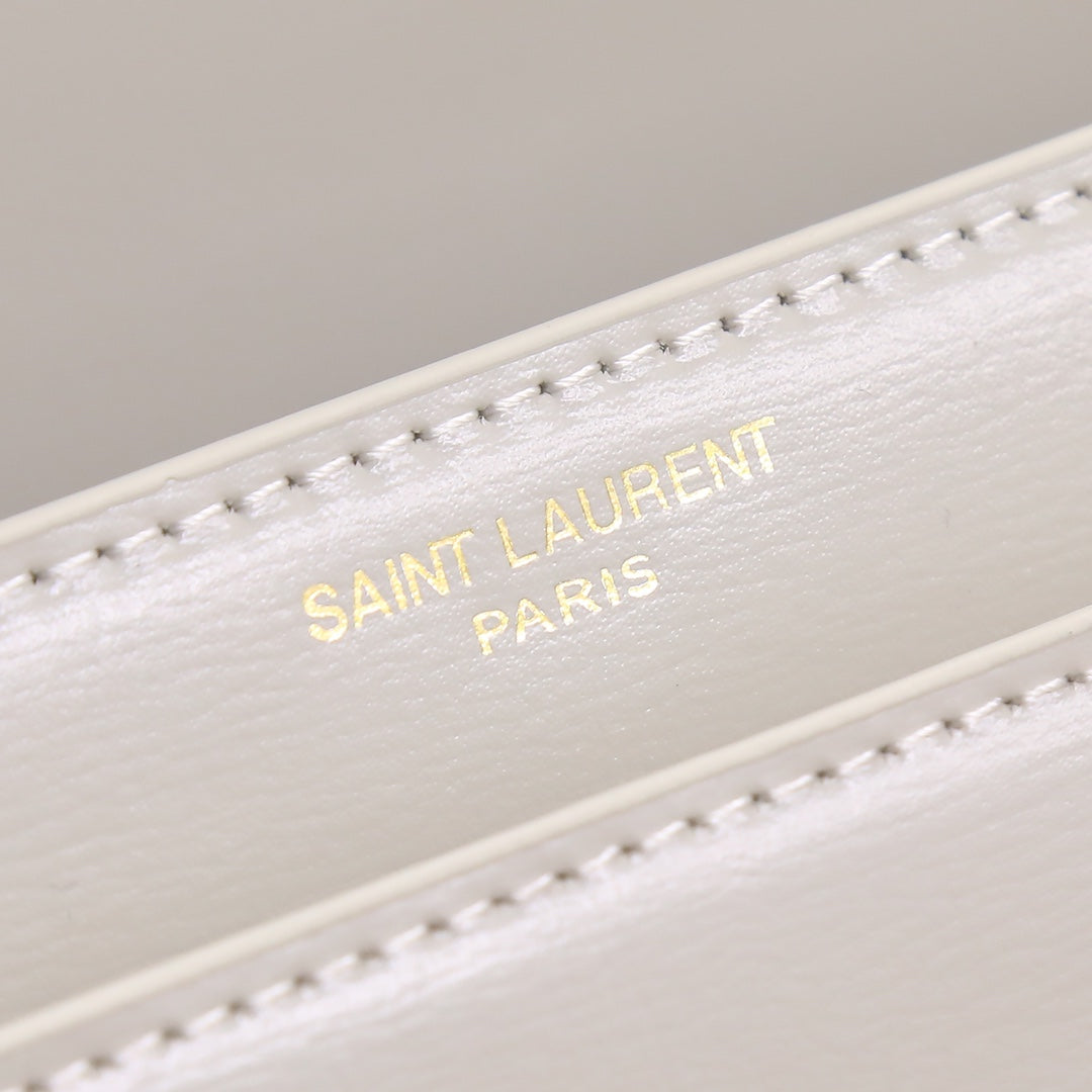 Saint Laurent Sunset Medium Shoulder Bag in Smooth Leather - White