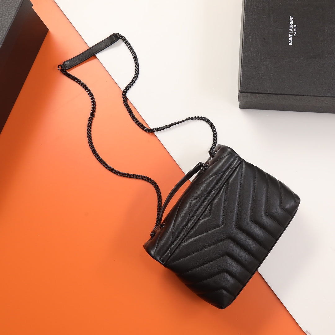 Saint Laurent Loulou Toy Bag in Black Quilted Leather with Black Hardware