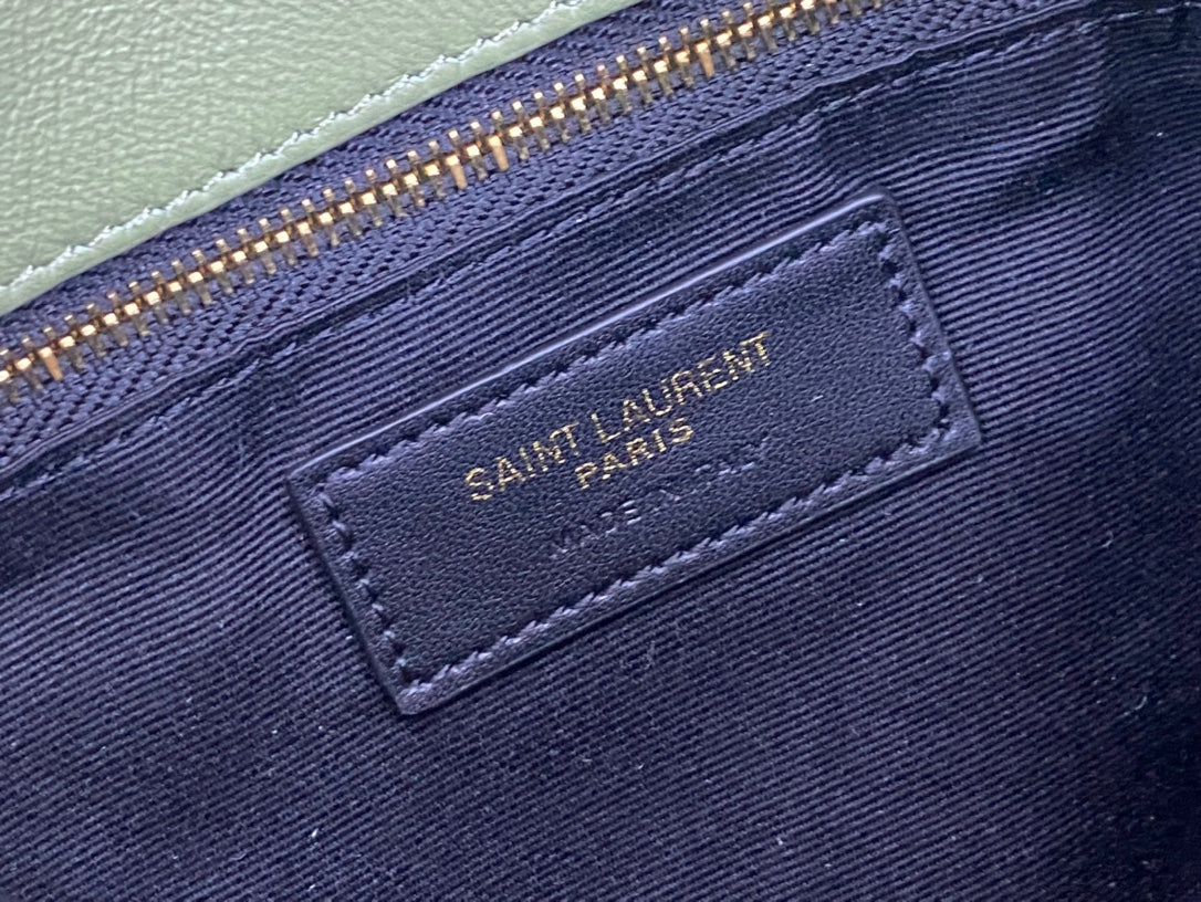 Saint Laurent Loulou Puffer Small Bag in Sage Green Quilted Lambskin with Gold Hardware