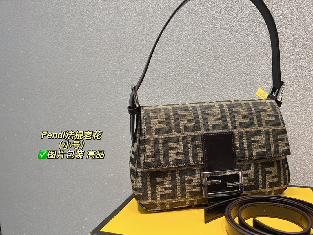 Fendi Baguette Zucca Monogram Canvas Shoulder Bag