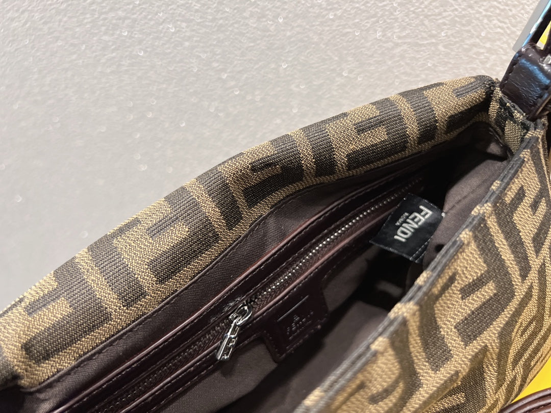 Fendi Baguette Zucca Monogram Canvas Shoulder Bag